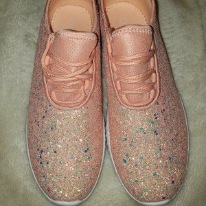 Coral glitter sneakers